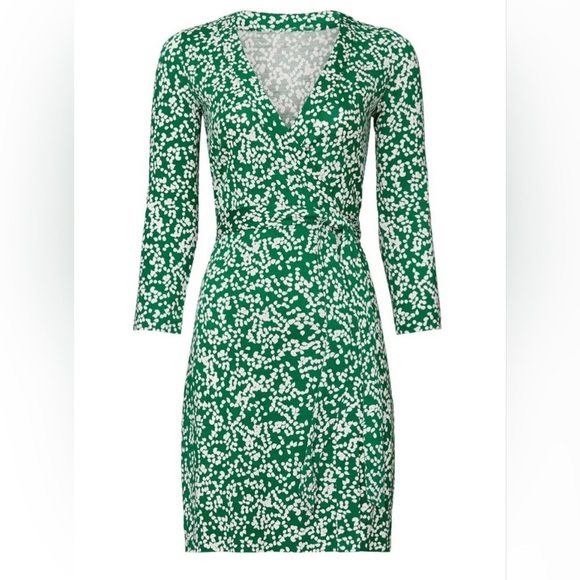NWT NEW Diana Furstenberg green midi printed wrap dress size XL 100% silk - Picture 6 of 11